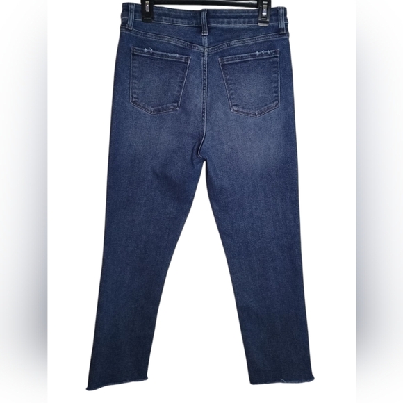 Evereve The Ever Straight Jeans High Rise Fit Button Fly Raw Hem Distressed - Picture 2 of 9